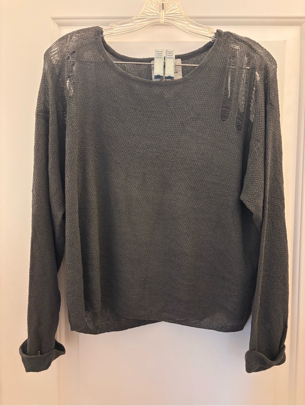 Vintage Distressed Crewneck Sweater - Charcoal Gray